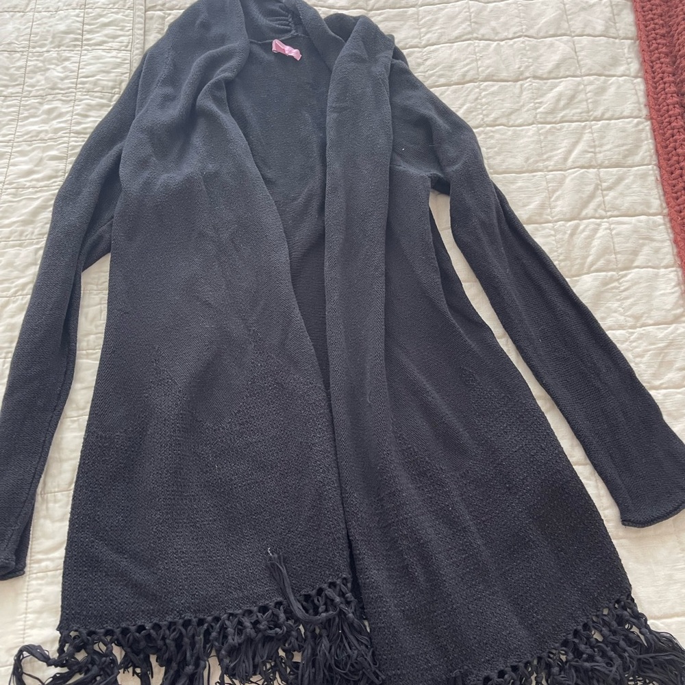 Lilly Pulitzer Black Tatum Fringe Women's Sweater size large